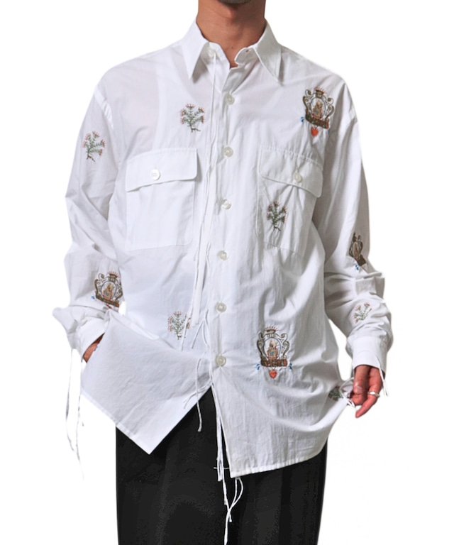 Midorikawa / MID26AW-SH06 EMBROIDERY BASIC SHIRT(WHITE CAT)