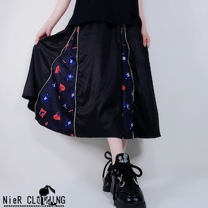 変則ZIP LONG SKIRT【♠♡♣♢】春夏秋用