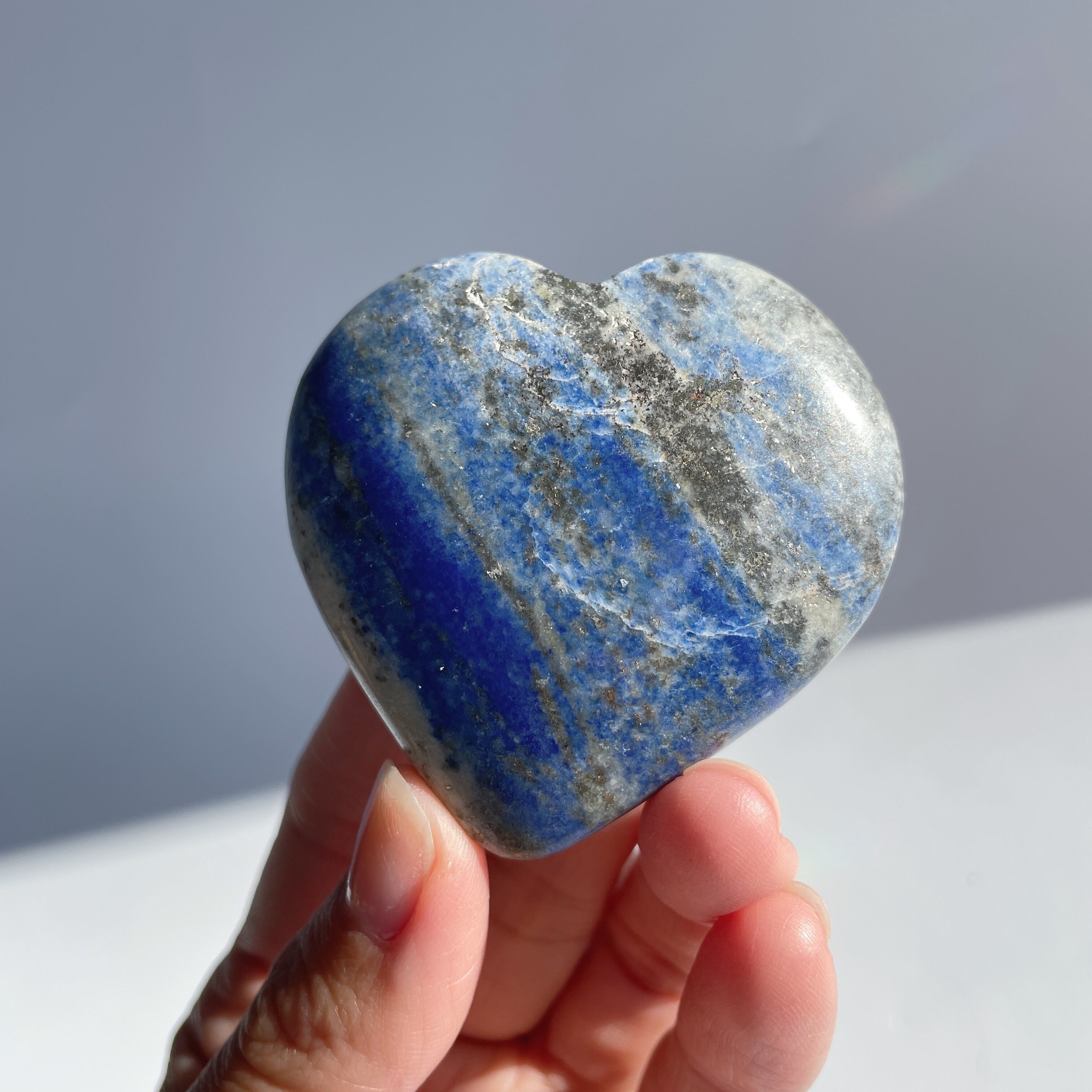 ラピスラズリ　ぷっくりハートのタンブル　ポリッシュ ラピスラズリ ハート型32♡Lapis Lazuli ♡天然石・鉱物