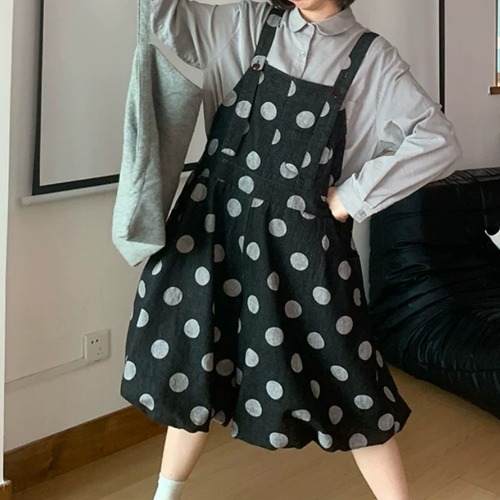 ドット柄バルーンサロペットパンツ ・12545