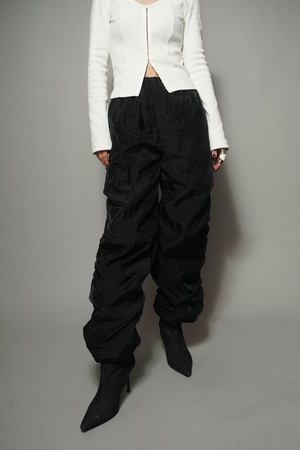 ORGANDY LAYERED PANTS  (BLACK) 2403-46-07