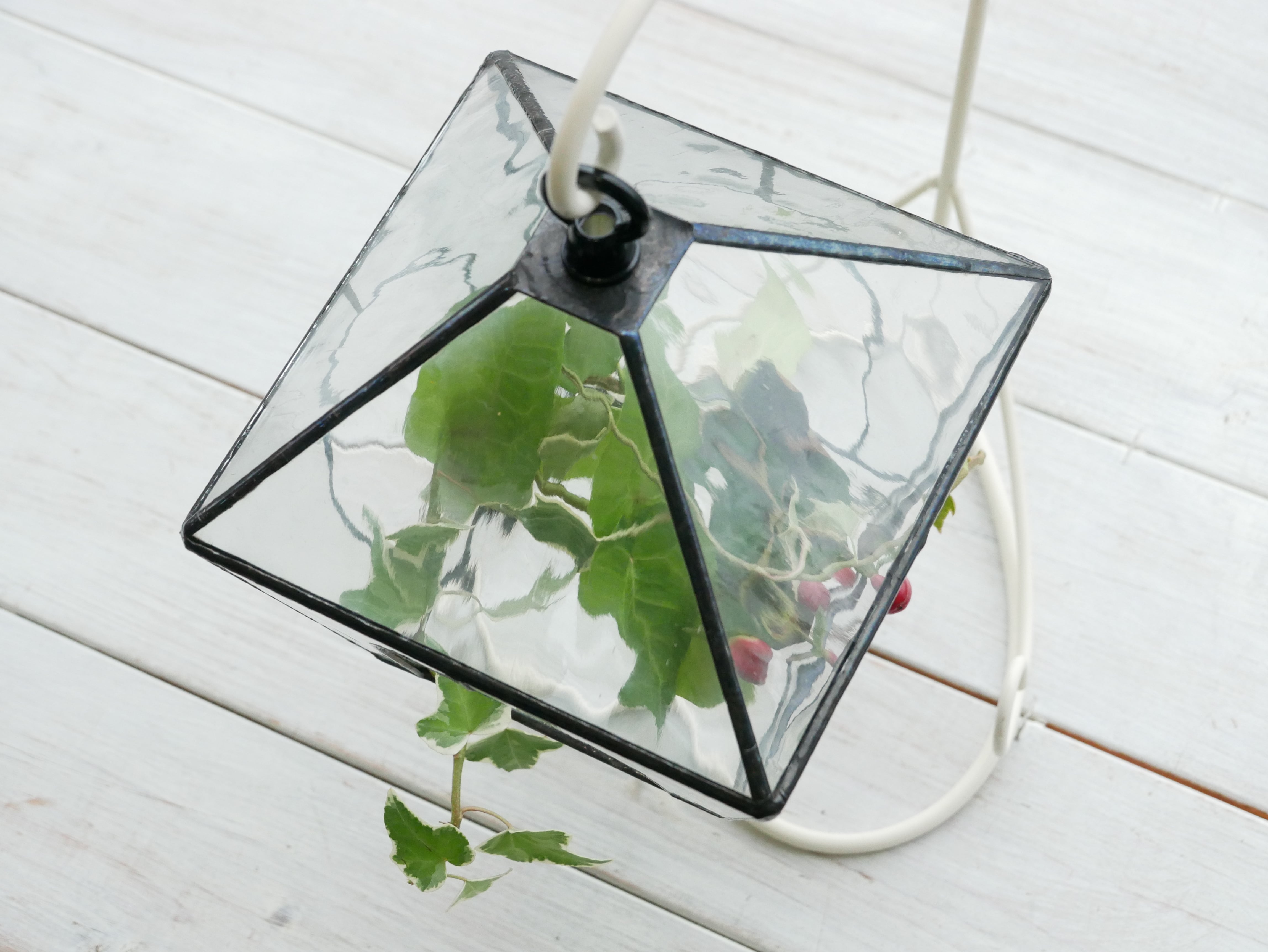 ステンドグラス 】観葉植物 テラリウム（吊り下げ台座付き