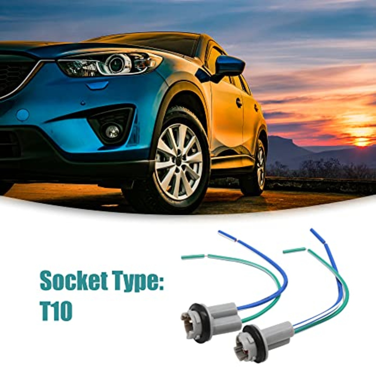 ACROPIX カーLEDライトワイヤーハーネスソケットコネクター ユニバーサル T10 W5W グレー 2個