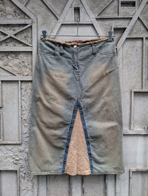 "OXIL JEANS" fade denim slit skirt