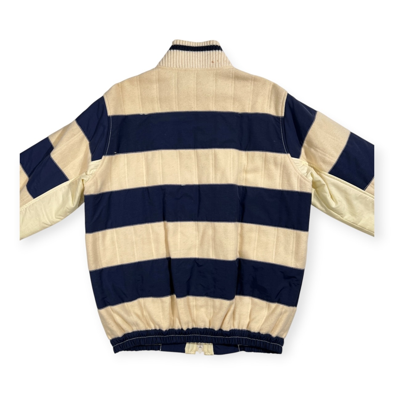 SINA COVA シナコバ BIGワッペン付き ボーダー ダブルジップ セーリング ジャケット サイズ 3L /アイボリー×ネイビー/日本製/メンズ