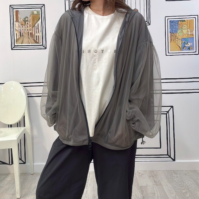 メッシュ×チュールブルゾン