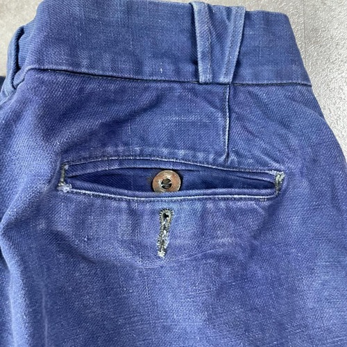 40-50s フレンチワーク Metis リネン インディゴ ブルー パンツ 詳細写真11