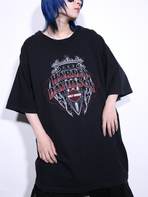 "Harley-Davidson" XXL over silhouette  front and back print tee