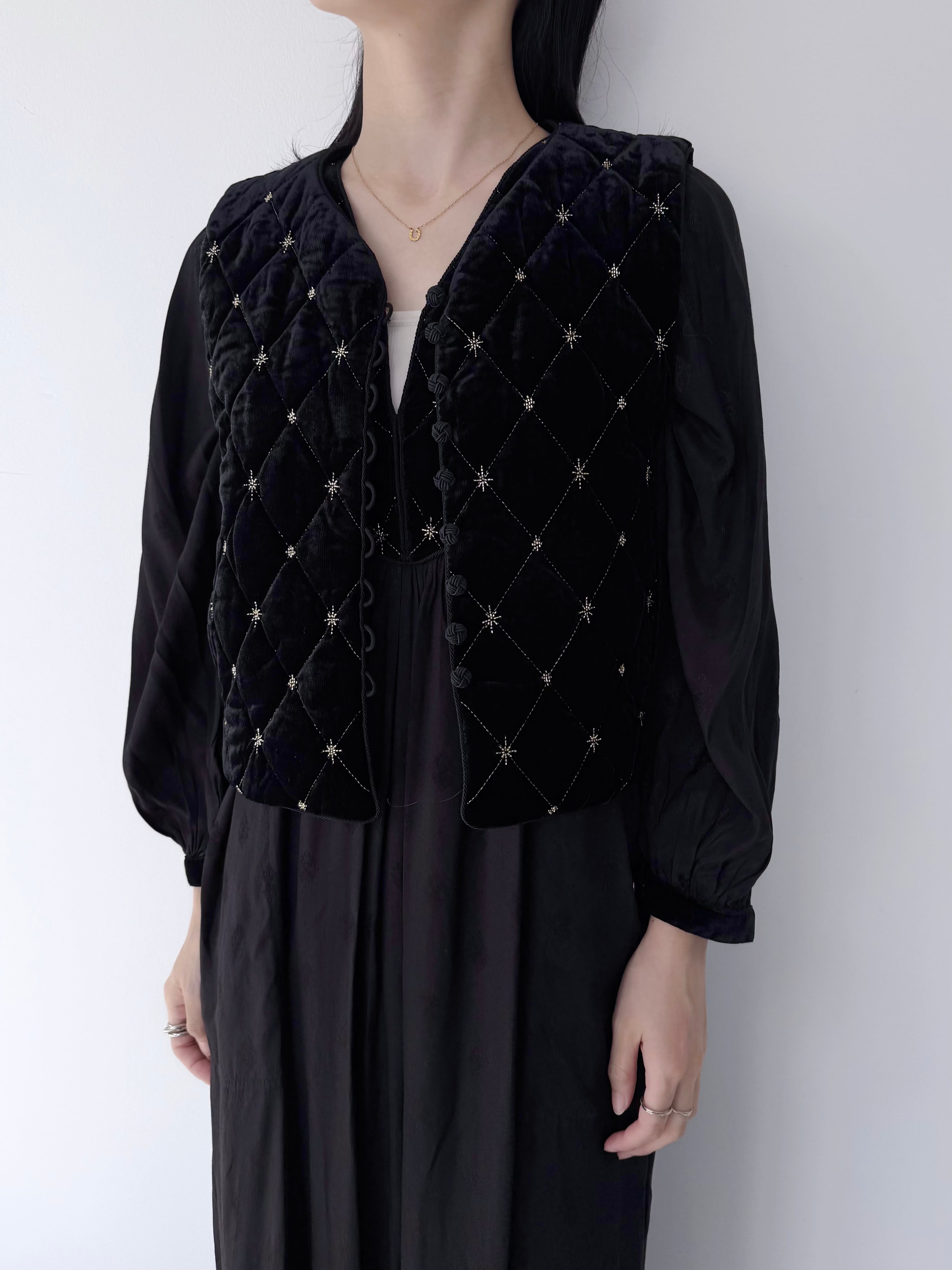 Sara Mallika Velvet Beads Embroidery Vest | KOKO