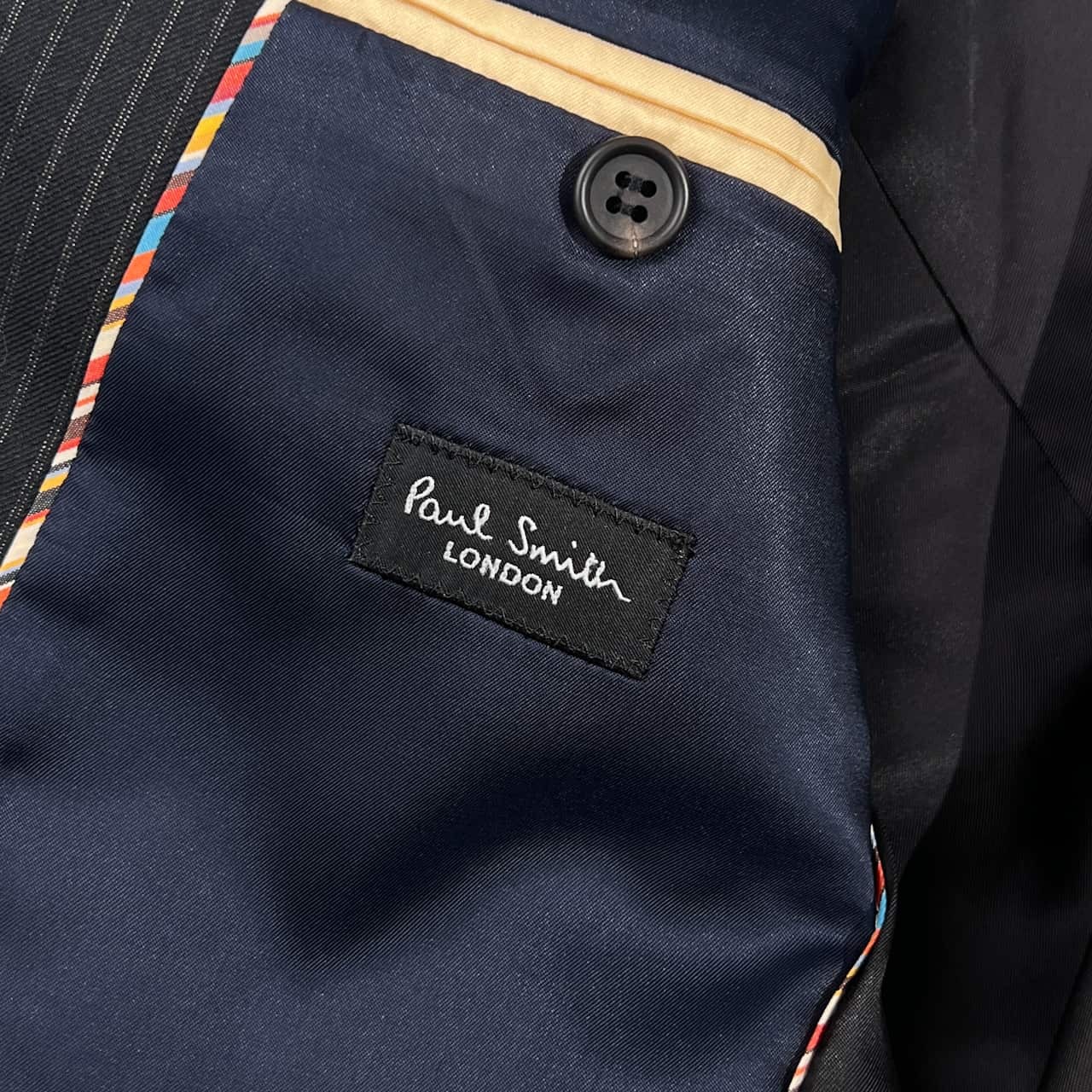 上下 Paul Smith LONDON ポール スミス ロンドン セットアップ スーツ ストライプ テーラードジャケット スラックス94-80-175 L/ブラック メンズ