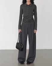 Tuck waist wide Pants T20473