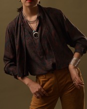 1980-90's Oscar De La Renta / Paisley Tie Blouse