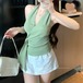 6色／ホルターネックカシュクールトップス ・77950