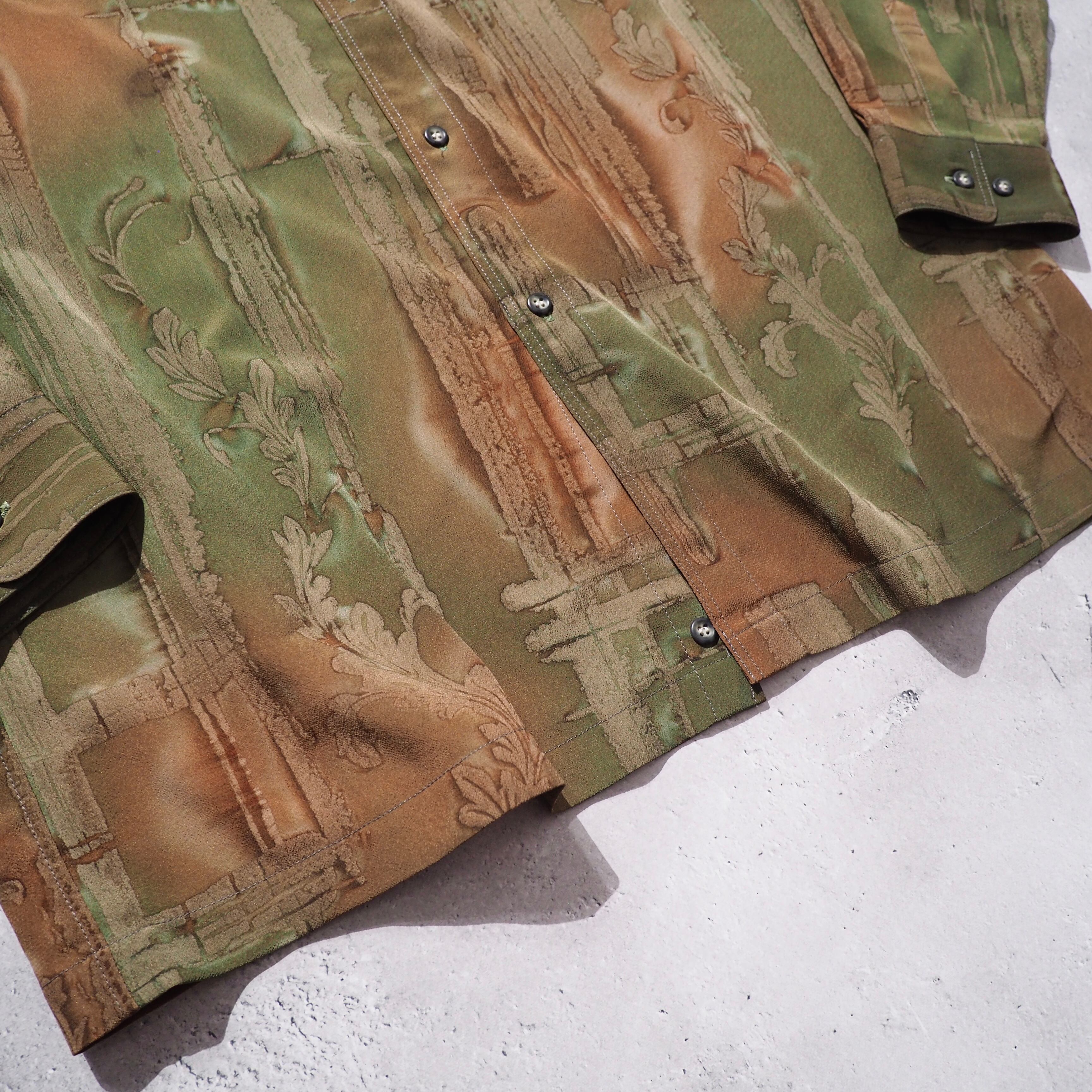 1980 - 90s ” 滲み ” Geometric patterns vintage Drape loose shirt