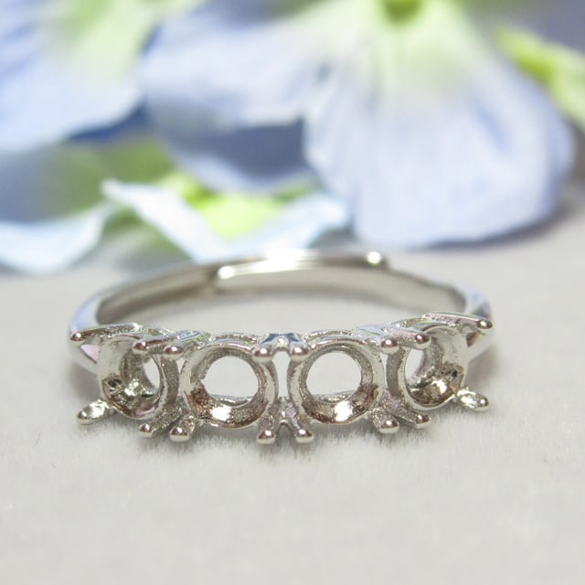 アウトレット4㎜ 4粒ライン S925 リング台 SV