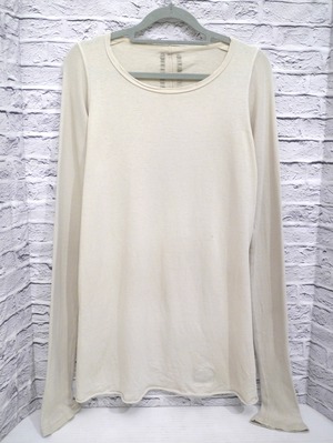 【定番】Rick Owens DRKSHDW リックオウエンス ダークシャドウ 袖リブ切替 ロングスリーブ コットン カットソー Tシャツ 白◆ 着回しに重宝