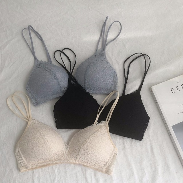 フレンチレースのセクシーな下着の女性の秋の学生は鋼のリングなしで集まり、胸部の薄いブラの調節可能な小さなブラを包みました 1号婦人51836748481