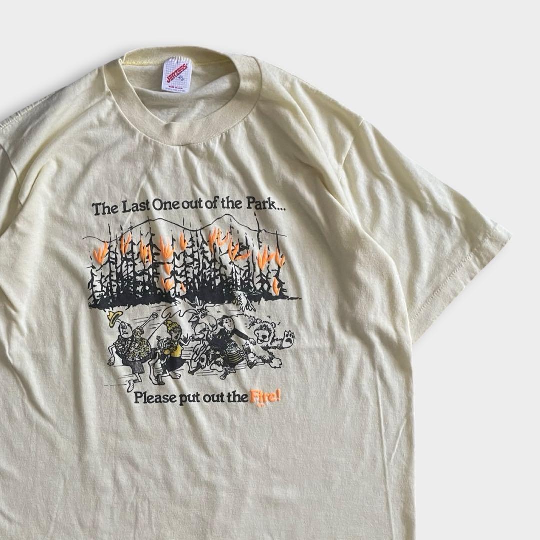 USA製 90s Hanes 動物 オオカミ Tシャツ 黒 グッドレギュラー | LUCKY