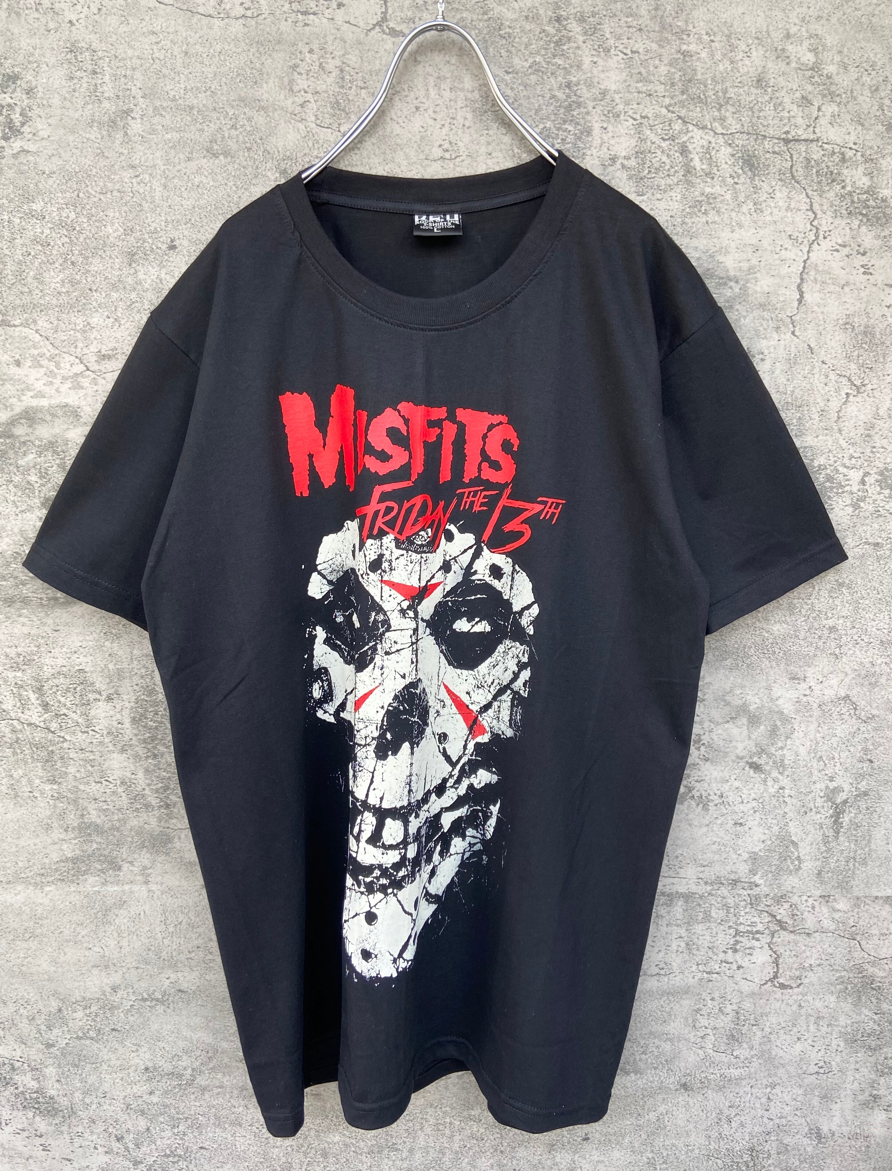 バンドTシャツ Misfitsミスフィッツ 両面ロゴ オーバーサイズ 黒