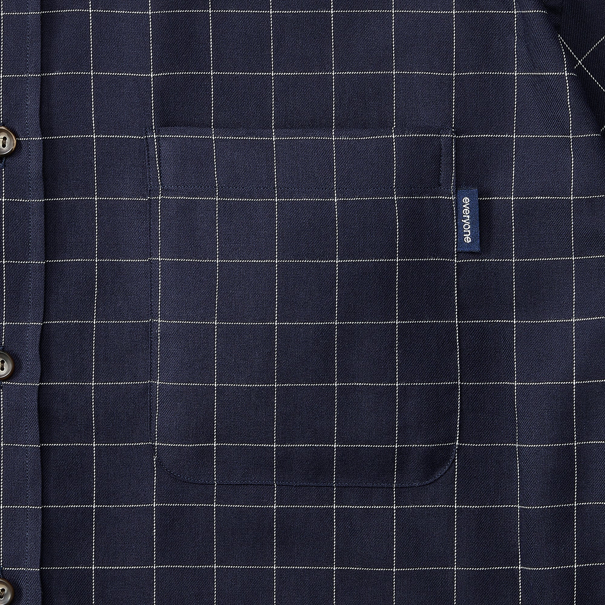 everyone back logo window-pane check button down shirt (NAVY