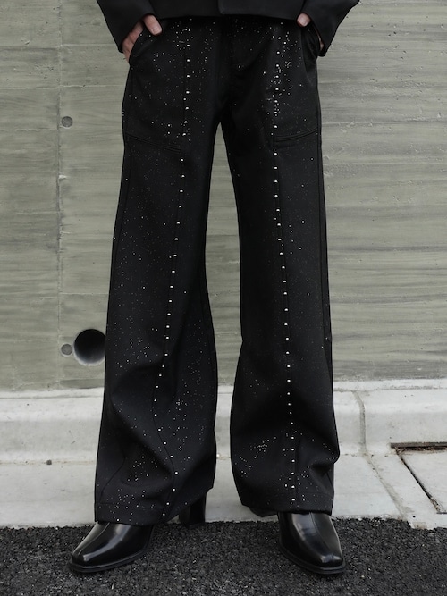 【ALUDE SELECT】studs line galaxy lame slacks pants
