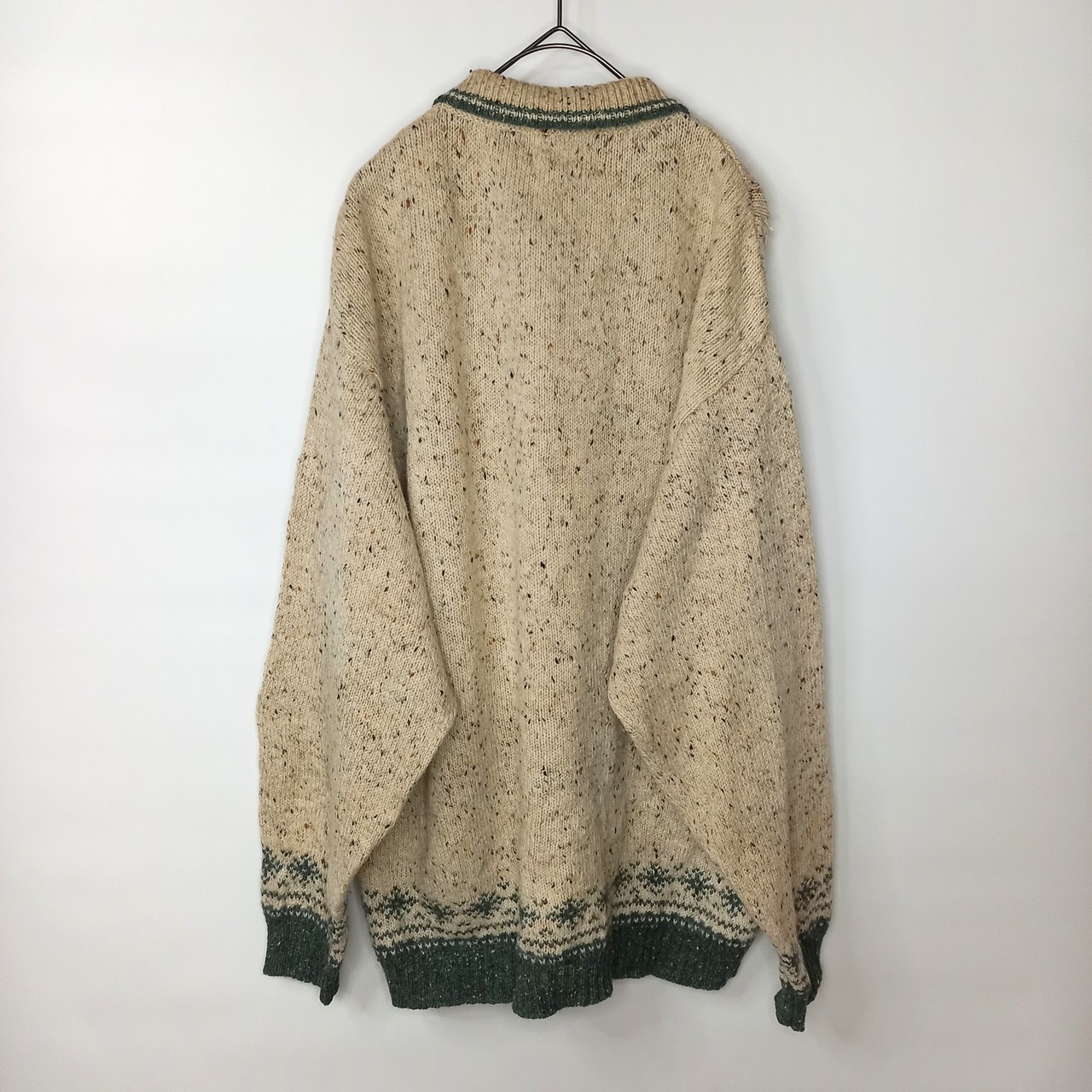 90s　ウールリッチ　ウール　カーディガン　ニット　セーター　ノルディック　ホワイト　L