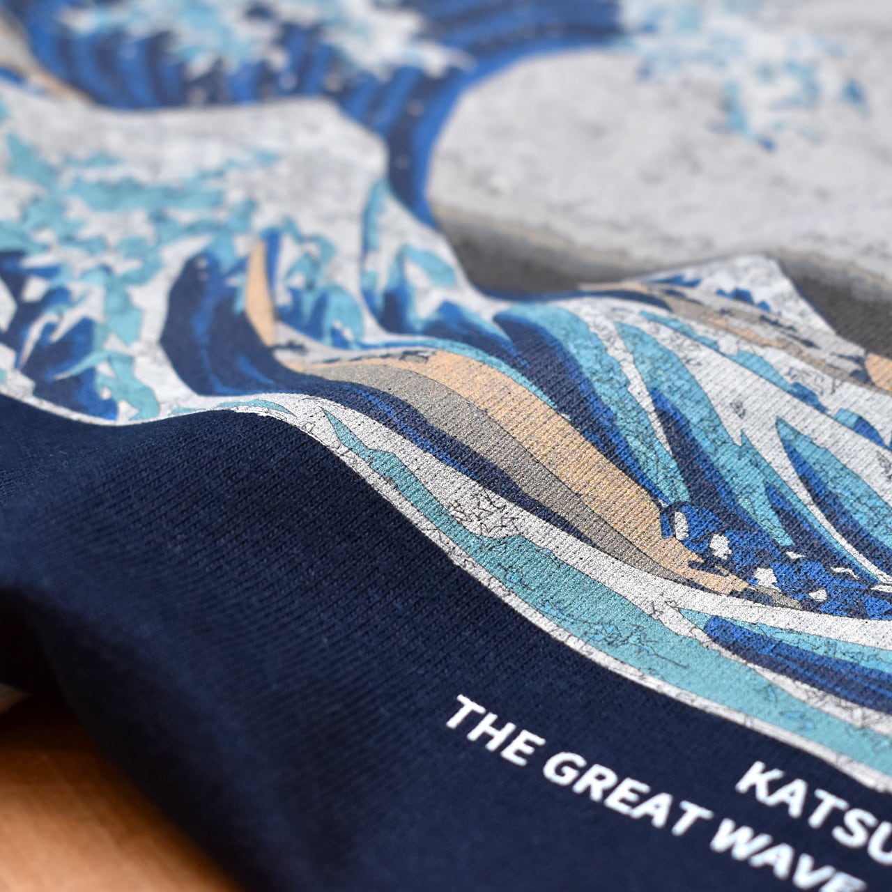 和柄 葛飾北斎 神奈川沖浪裏 半袖Tシャツ クルーネック 浮世絵