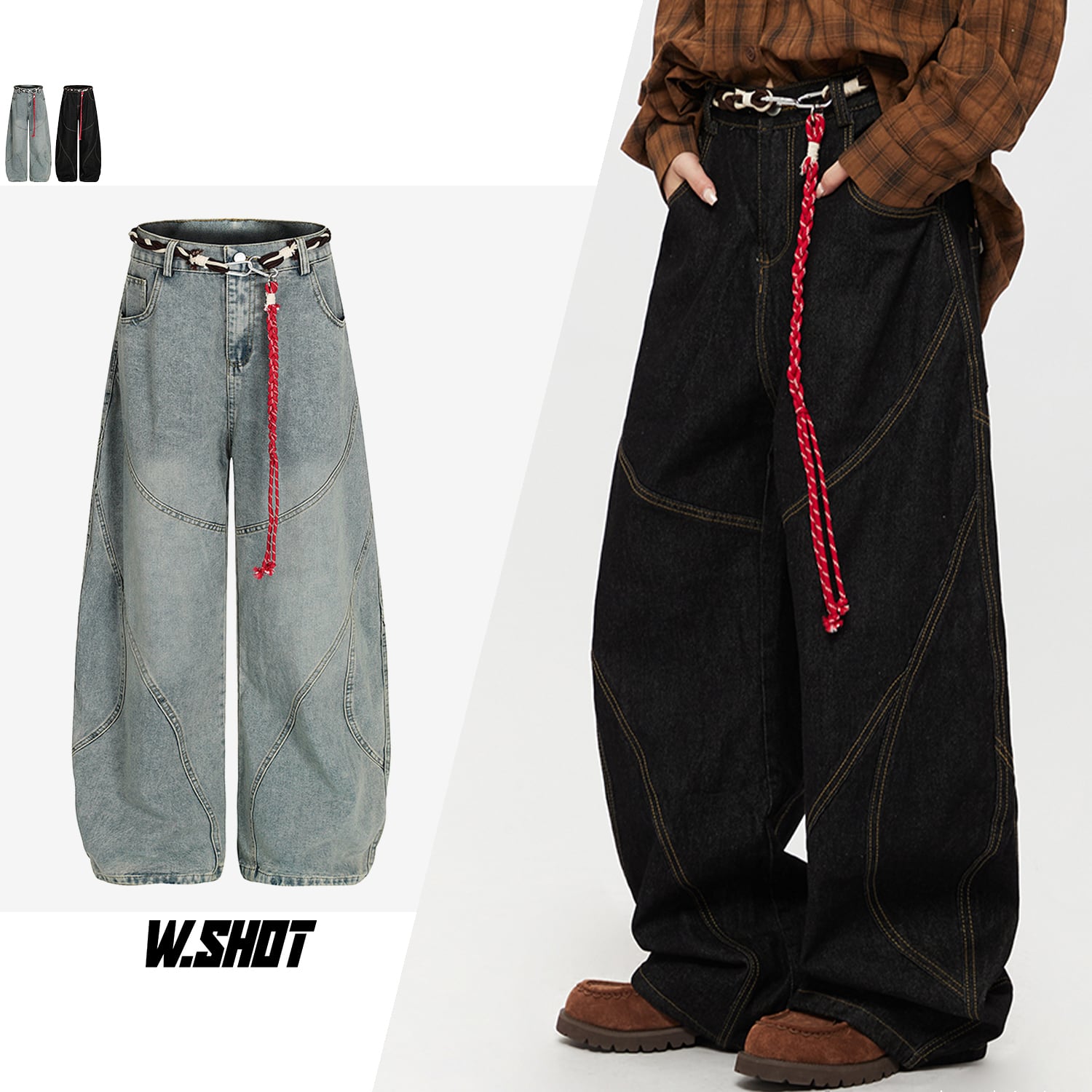 ストリート 織りベルト デニムパンツ P354 | wshot