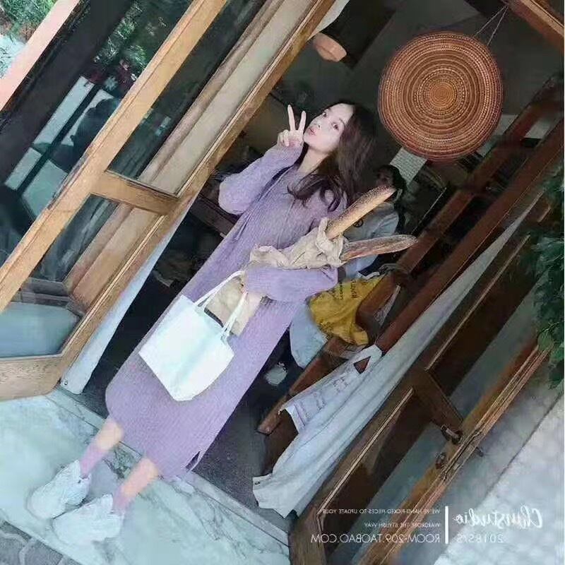 リブニットワンピース