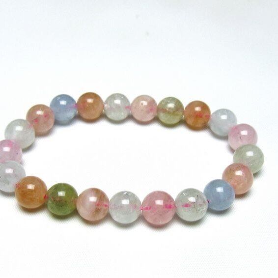 ミックスカラーベリル ブレスレット 9mm 一点物 メール便可 [M便 1/10] 111-48871