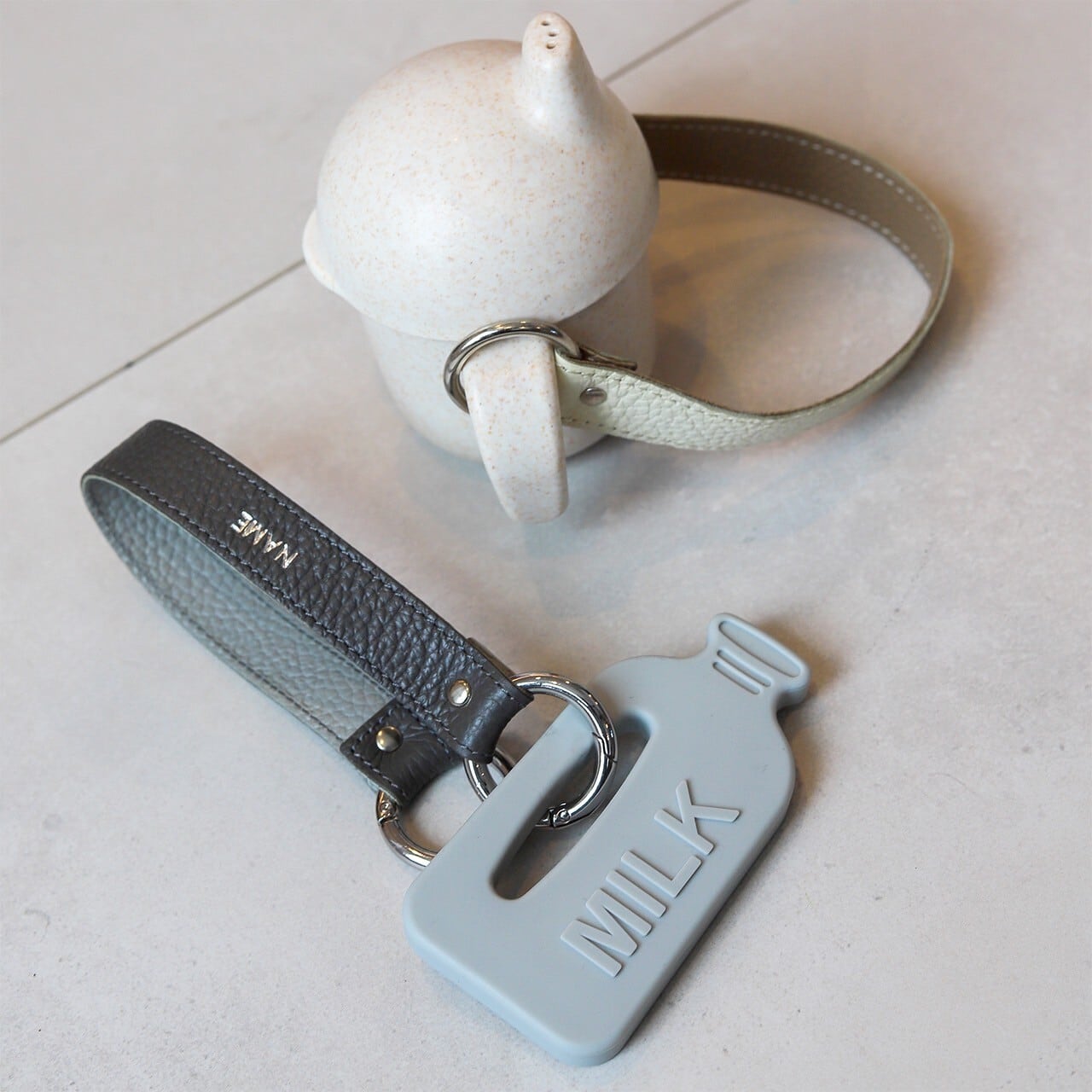 バイカラーレザー マグホルダー【シルバー】 | 公式通販 ベビーグッズ