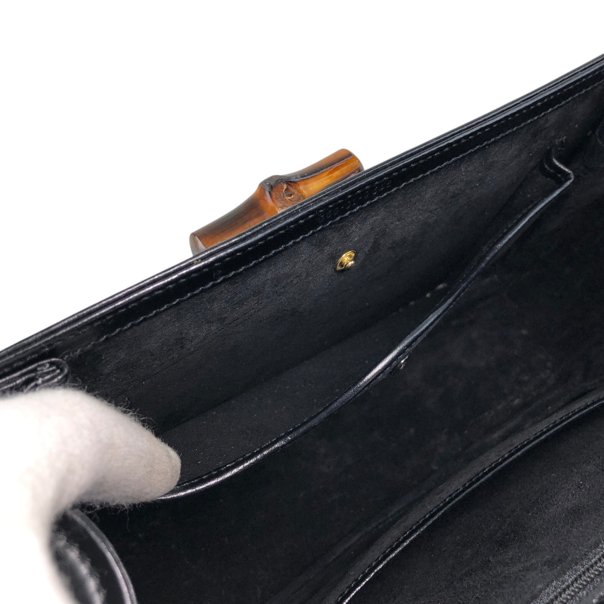 GUCCI グッチ バンブー ハンドバッグ ブラック ターンロック レザー