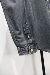 ARMANI JEANS black denim no collar shirt