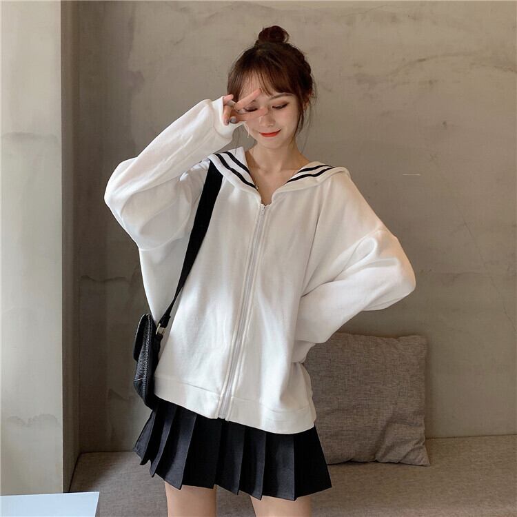 オータムセーター レディースネイビーカラージッパーカーディガンジャケット 秋物 1号婦人18537434009