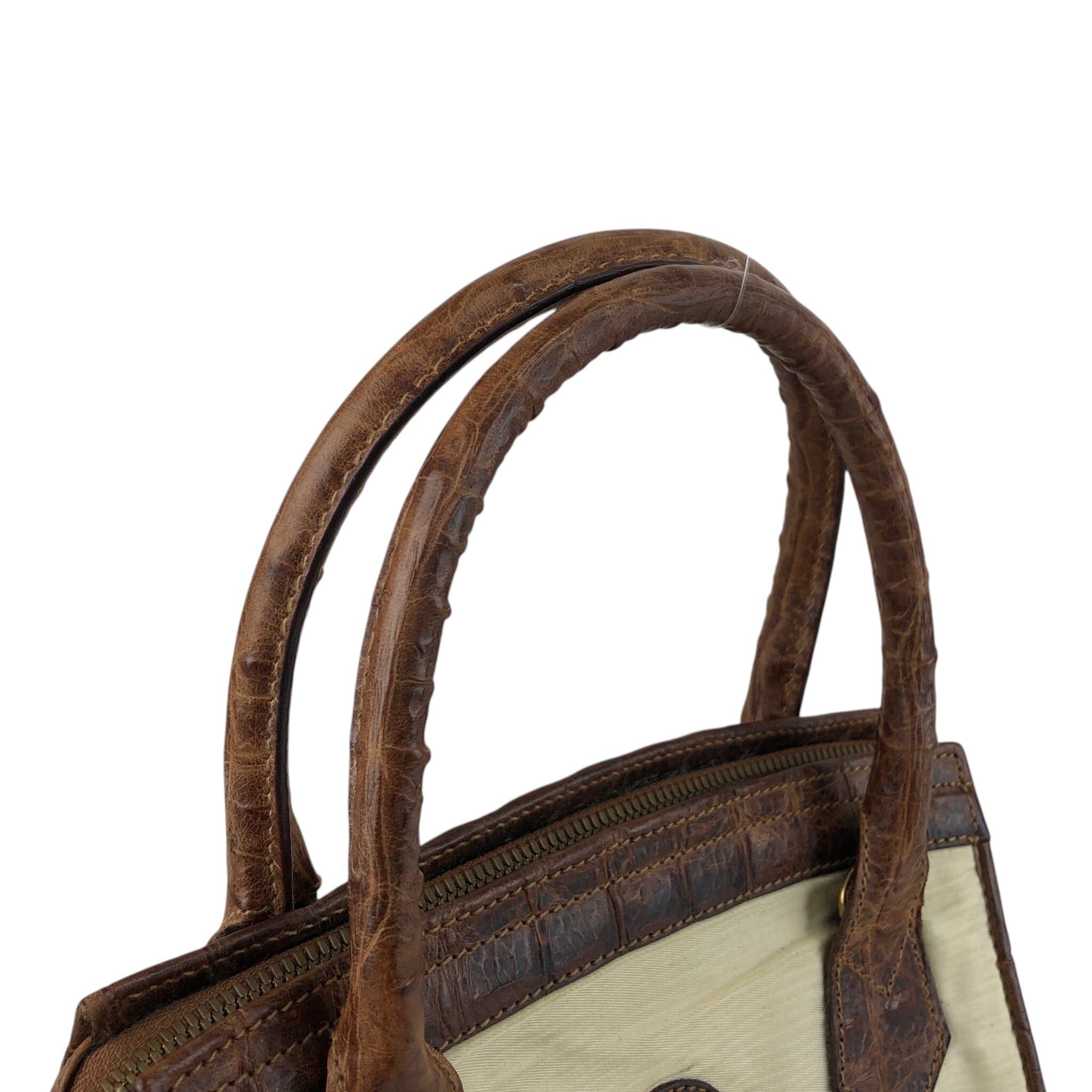 FENDI フェンディ ショルダーバッグ ベージュ ロゴ レザー キャンバス