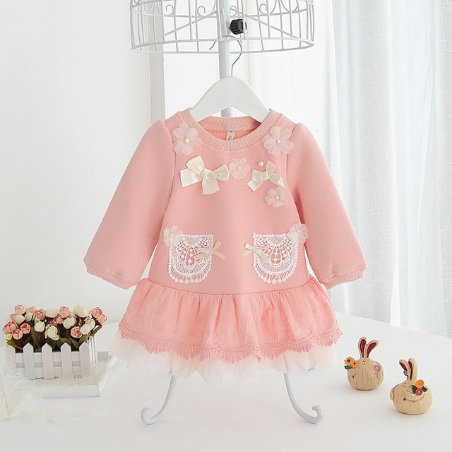 キュートガールの長袖チュニックワンピ(ピンク)