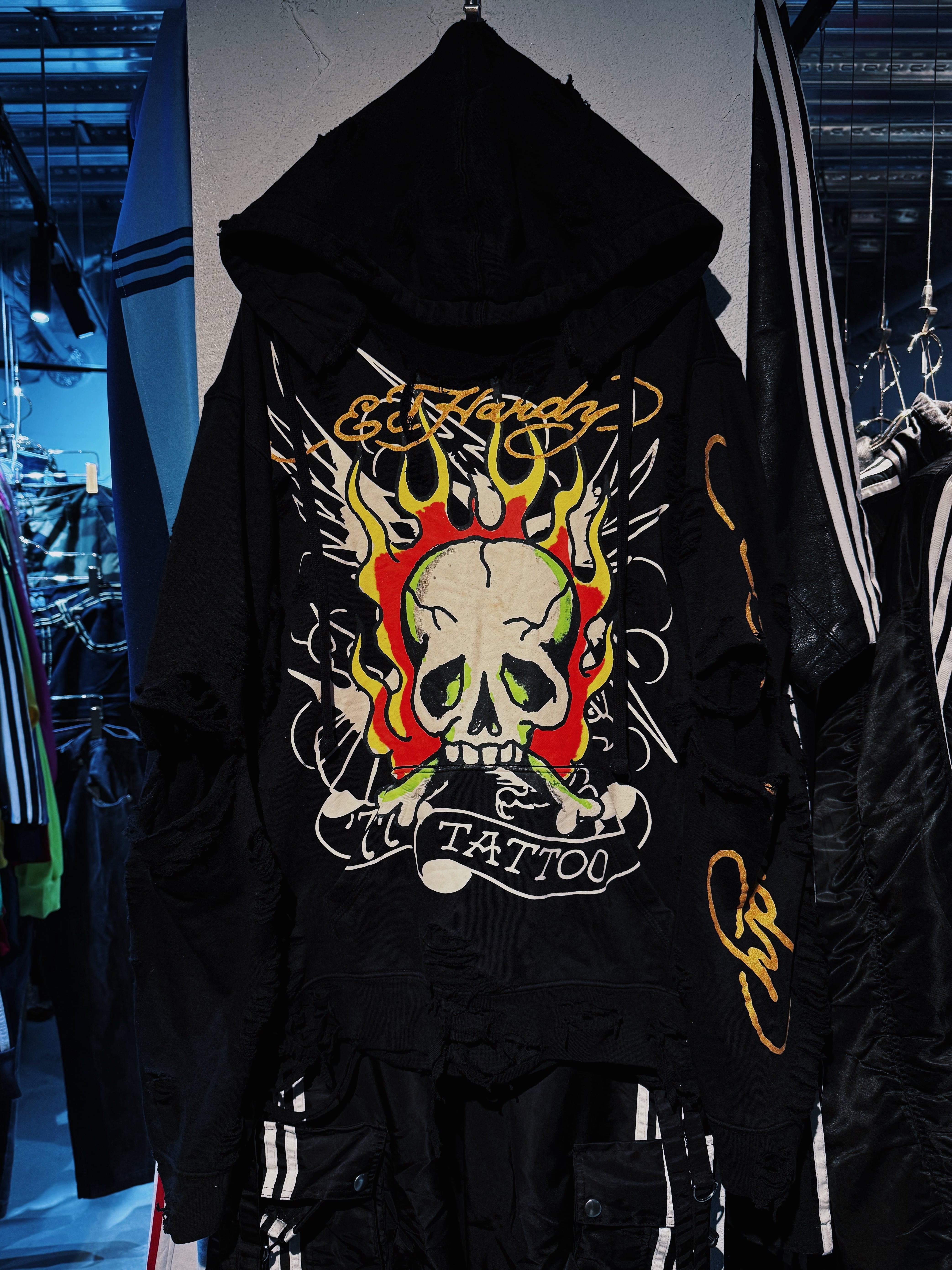 "Ed Hardy"skull graphic print design boro custom hoodie