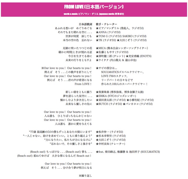 Cd 熊本 大分復興支援ソングfrom Love ピアノマンダリル Online Shop