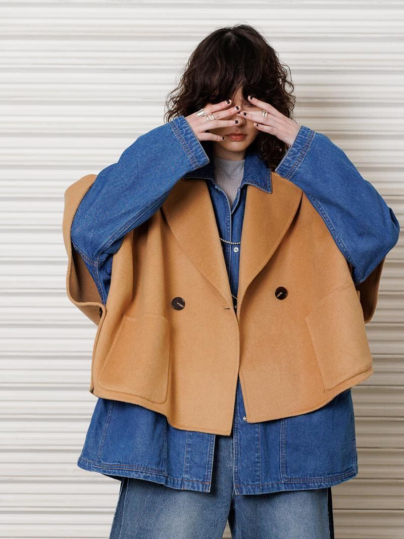 予約【YENN】DOUBLE FACE CAPE JACKET　Y243-41078