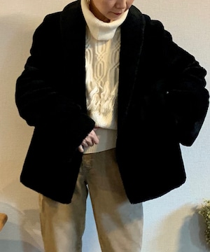 【送料無料】Black Faux fur coat MADE IN USA