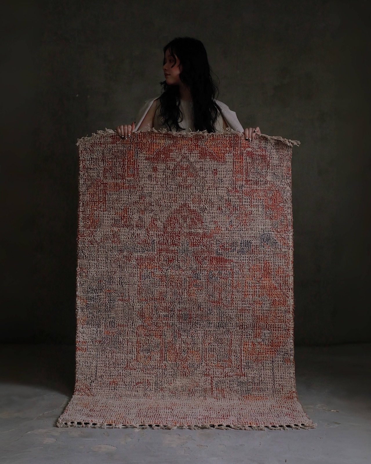 Indian fringe rug - Red