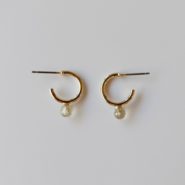 蕾　hoop earrings :Lemon Quartz