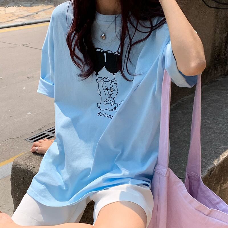 サマールーズスタイルプリント柄Tシャツ 夏物 ケッペル50599117199