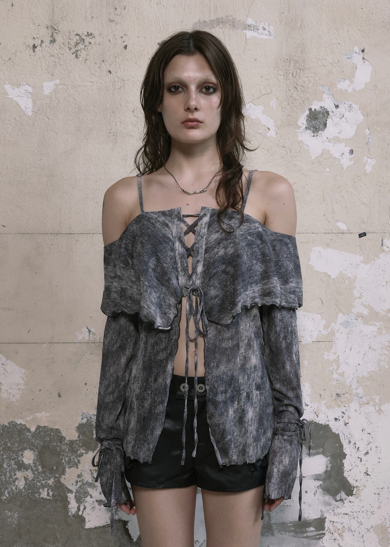 トップス BOHEMIAN SEOUL RUFFLE BLOUSE MARBLE BOHEMIAN SEOUL] VINTAGE RUFFLE BLOUSE, MARBLE 正規品 韓国ブランド