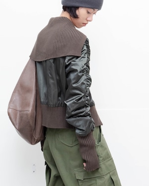 1990-00s VERSACE - ribbed shawl collar bomber jacket w/embroidered liner