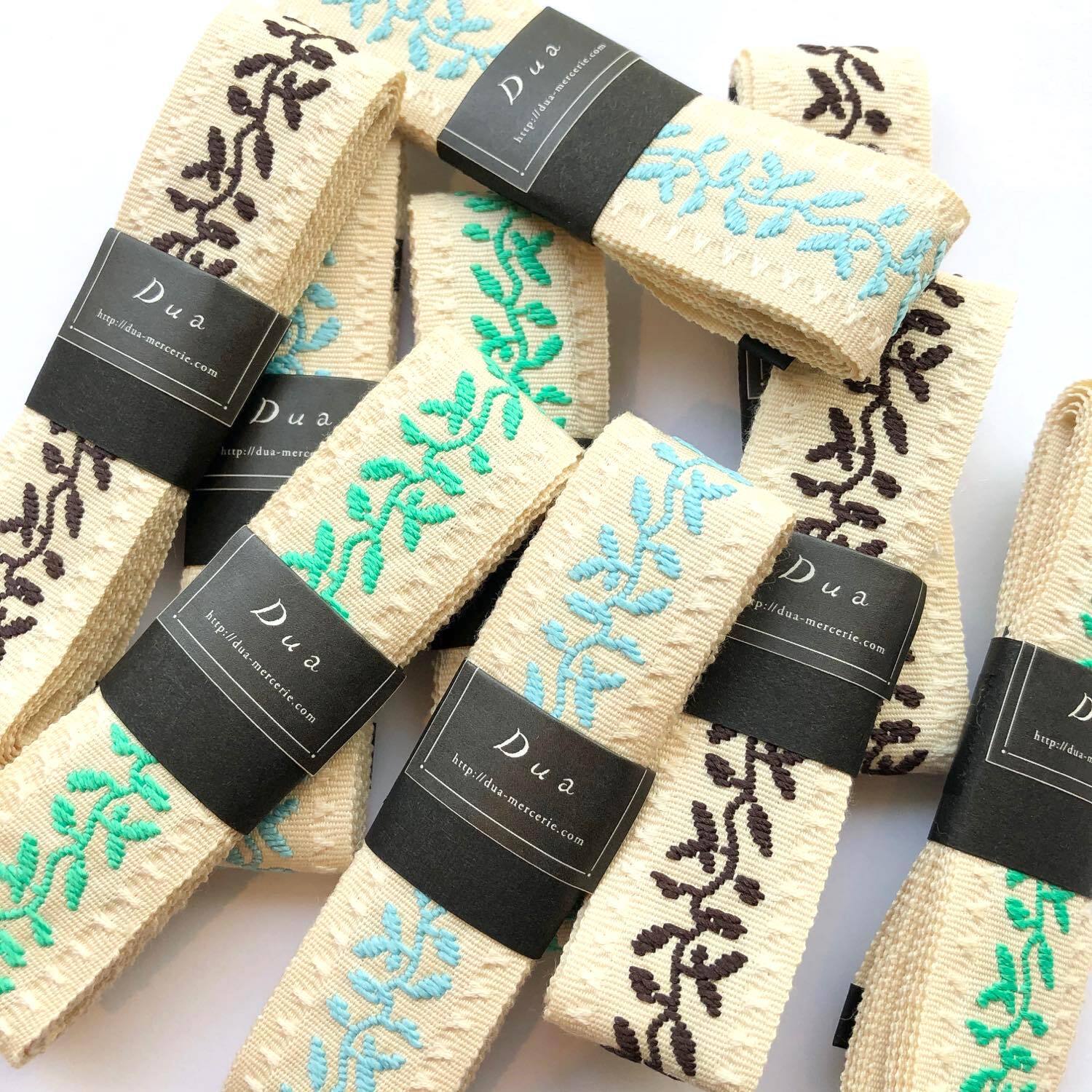 ツタ模様刺繍のリボン(1mカット)