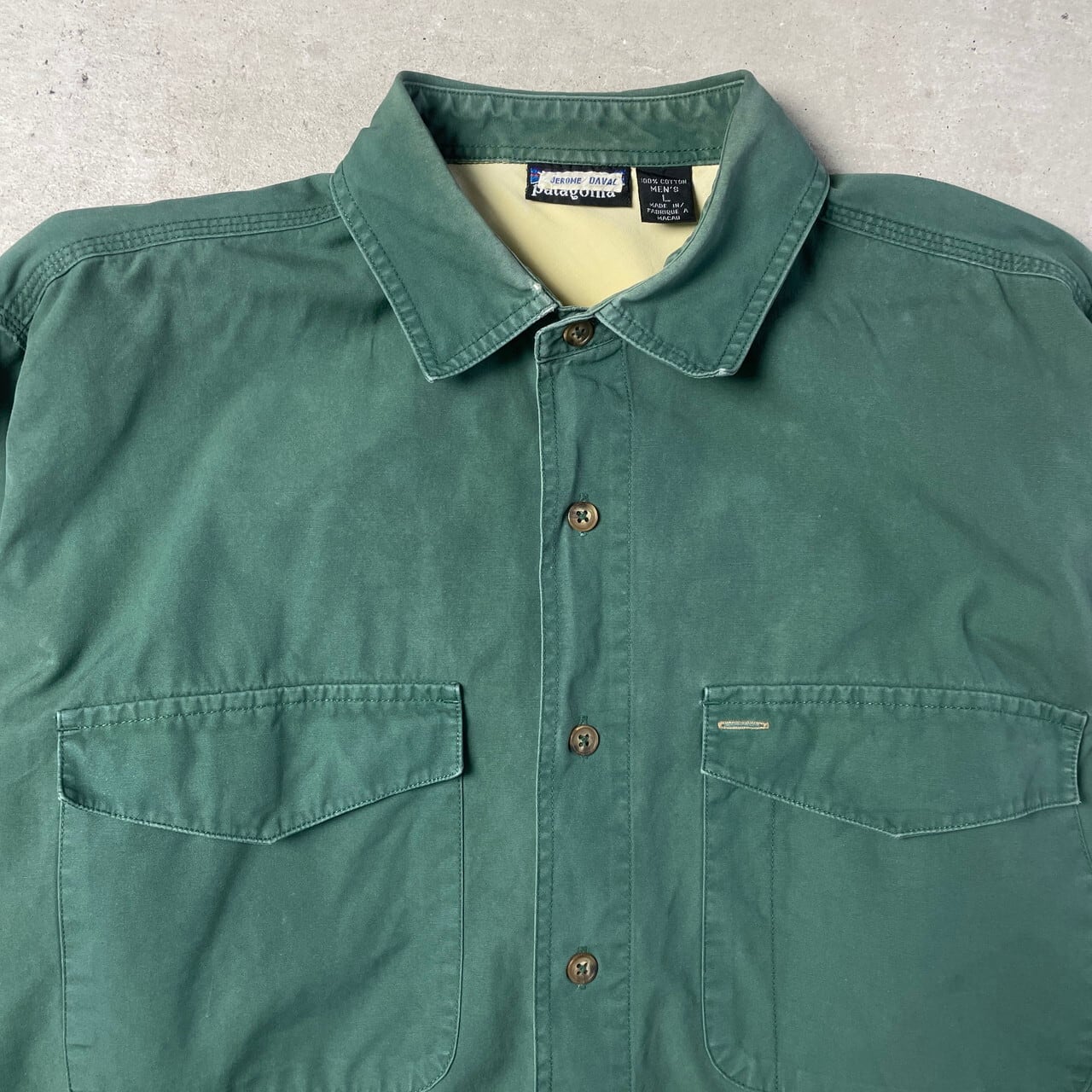 90s ビンテージ 長袖 アロハ ギャバ シャツ L相当 グリーン xpv 90s ビンテージ 長袖 アロハ ギャバ シャツ L相当 グリーン xpv 90s