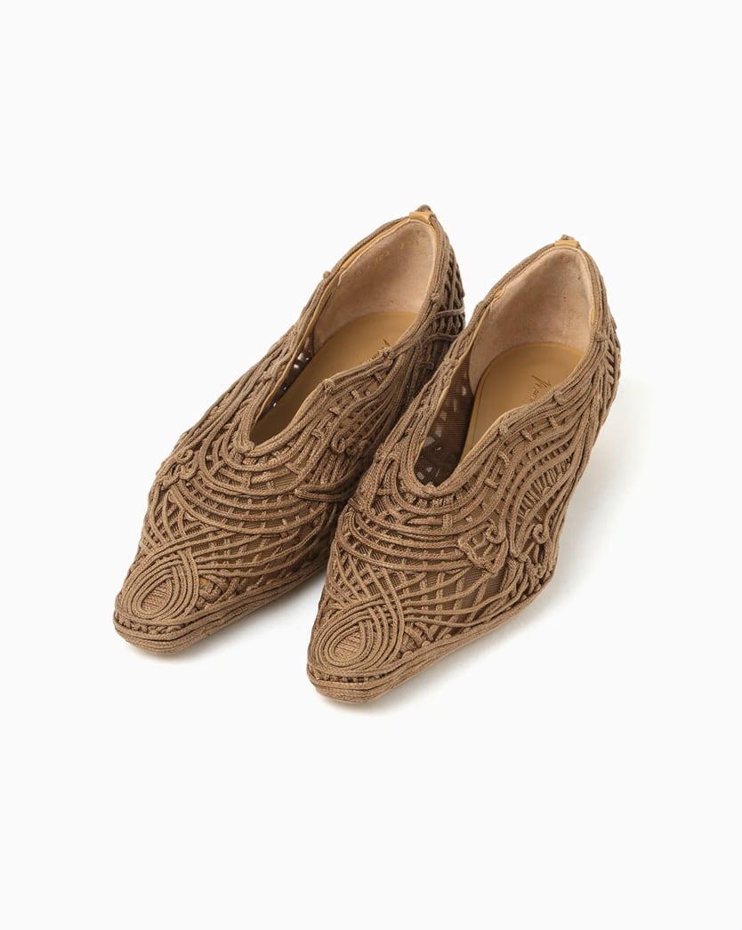 23SS】Mame Kurogouchi マメクロゴウチ / Cord Embroidery Egg Heel  