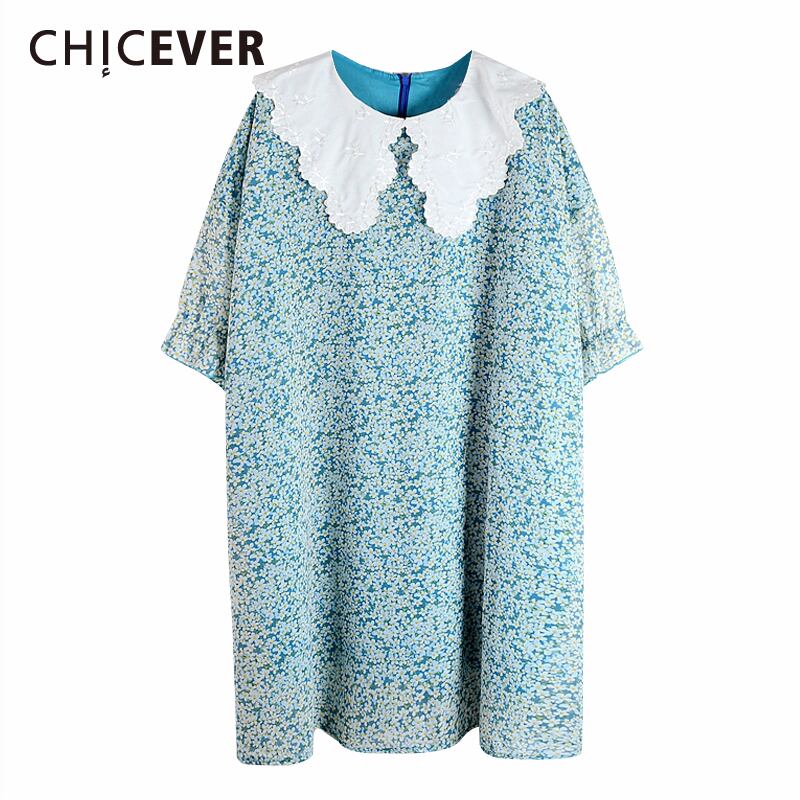 CHICEVERプリントヒットカラーレディースドレスピーターパンカラー半袖ミニドレス2020夏服 ショート ハーフスリーブ サマー 夏物 6base57838435572