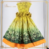 フラダンス 衣装 ツーピース セットアップ 上下セット アロハスタンダード イエロー系 ALOHA STANDARDS グラデーション チューブトップ パニエ かわいい 鮮やか 華やか 明るい ハワイアン アロハ ハワイアンプリント フラ ダンス レッスン